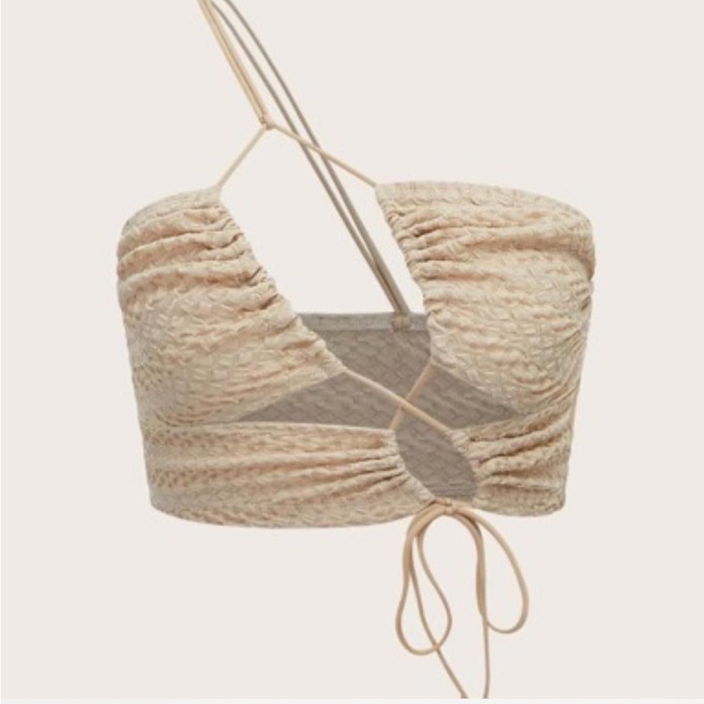 Beige Textured Women's Top